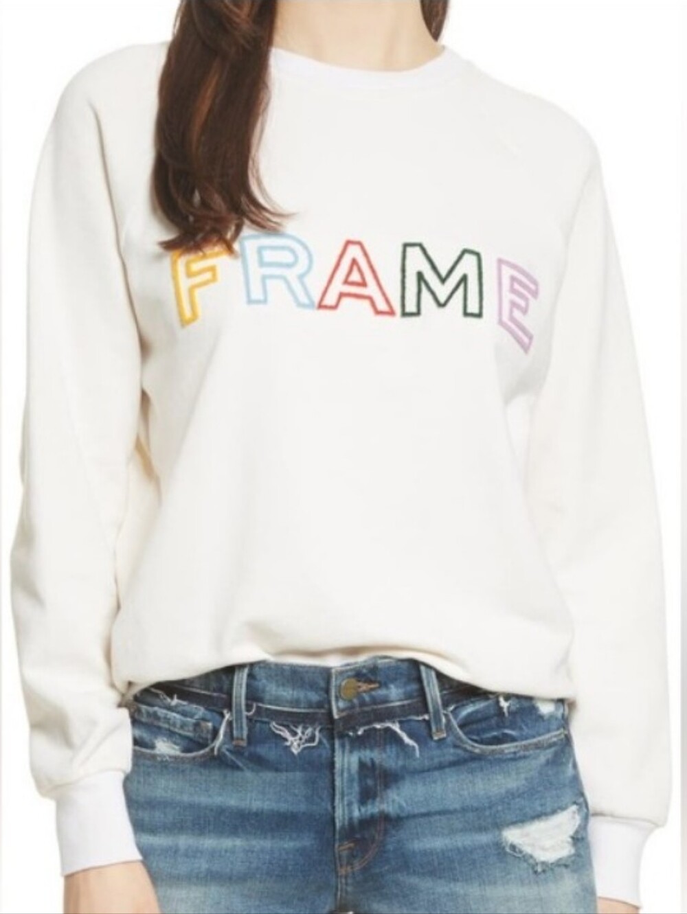 Frame Fuzzy Color Logo Crewneck Sweatshirt